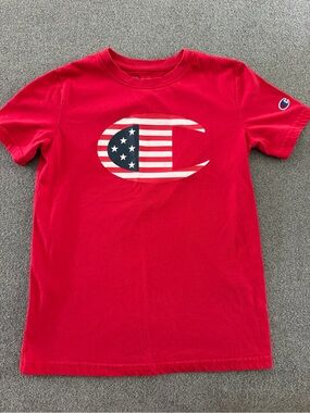 Champion Kids Red Tee with Stars & Stripes Logo